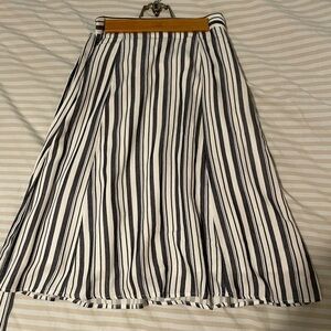 LOFT Black and White Striped A-Line Skirt